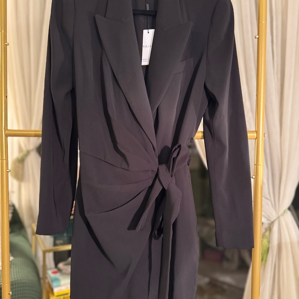 Reiss Black Peyton Tux Mini Dress